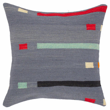 handmade Modern Pillow Blue Red Hand-Woven SQUARE 100% WOOL kilim throw pillow